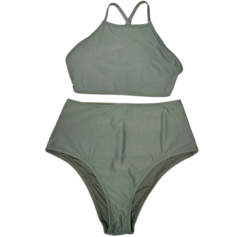 aerie Olive Green High Neck Bikini Set